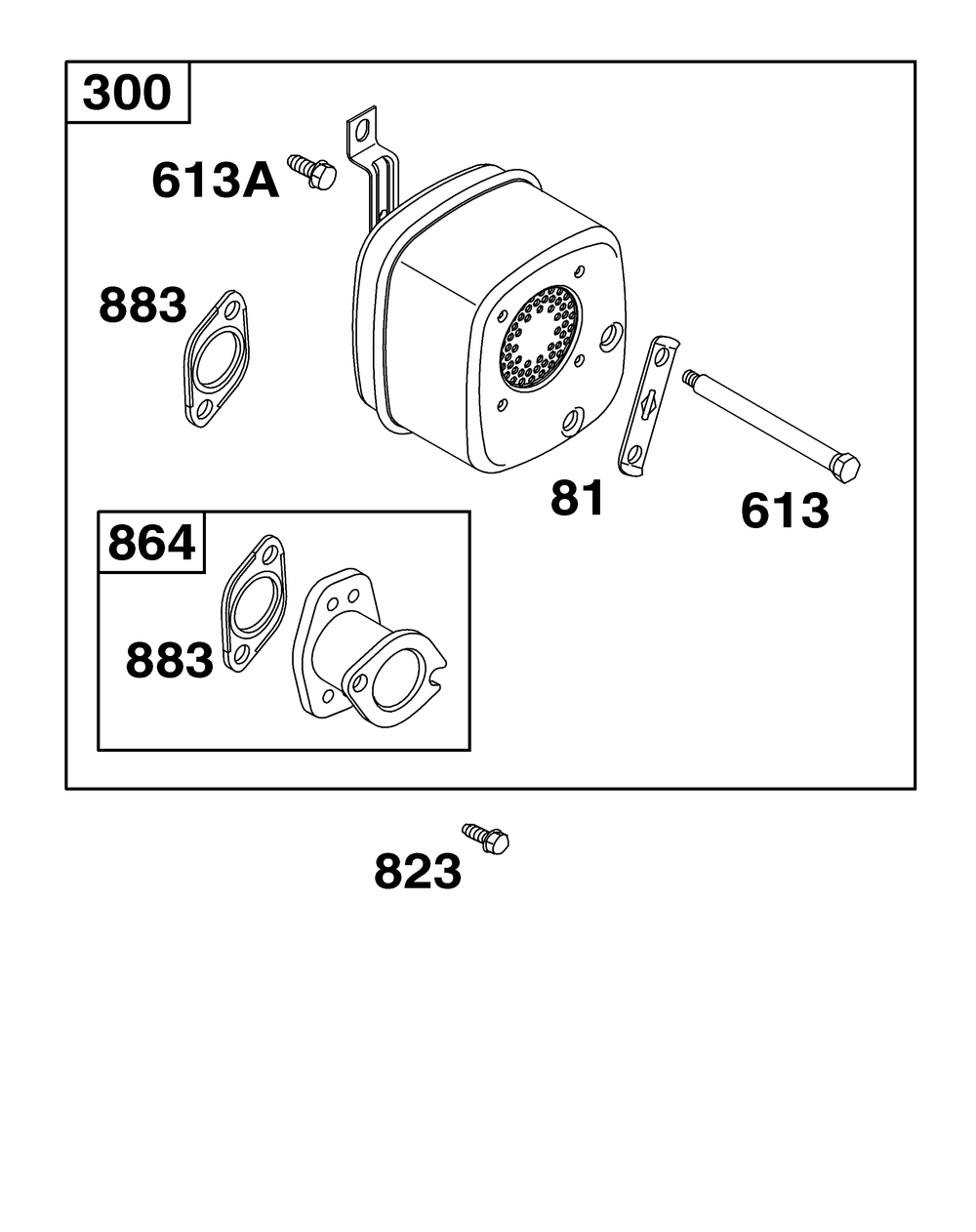 Exhaust Group Diagram and Parts List for 21R777-0151-G1 200000 - 399999 Briggs and Stratton Engine